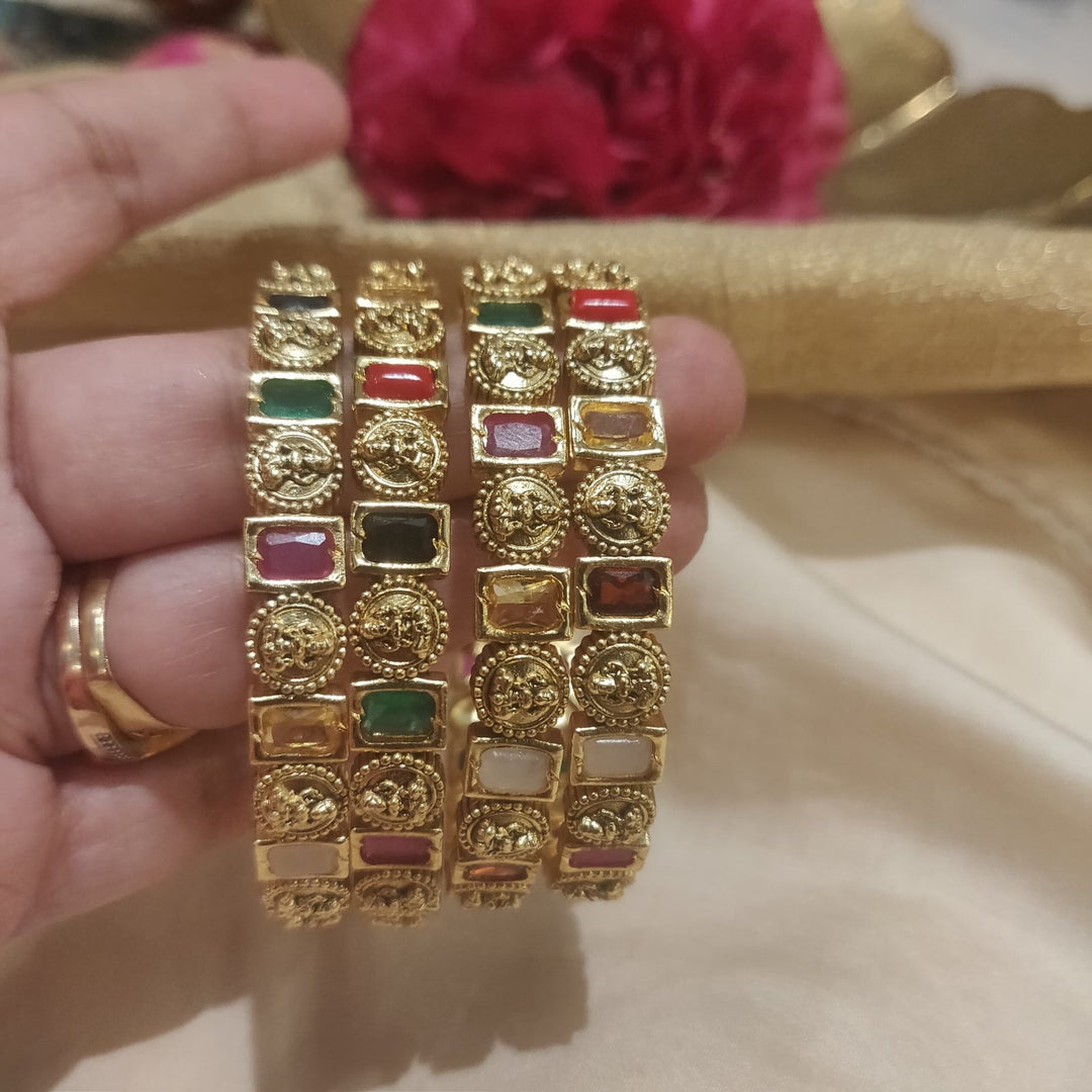 Timeless raindbow stone laxmi design golden bengales