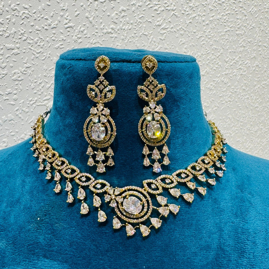 Divine crystal with ad stone one eye design choker necklace