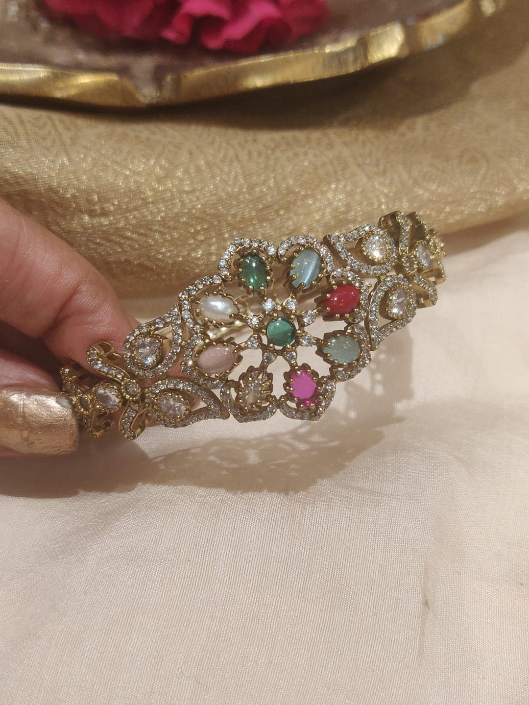 Artisanal Multicolour Ad Stone Kada