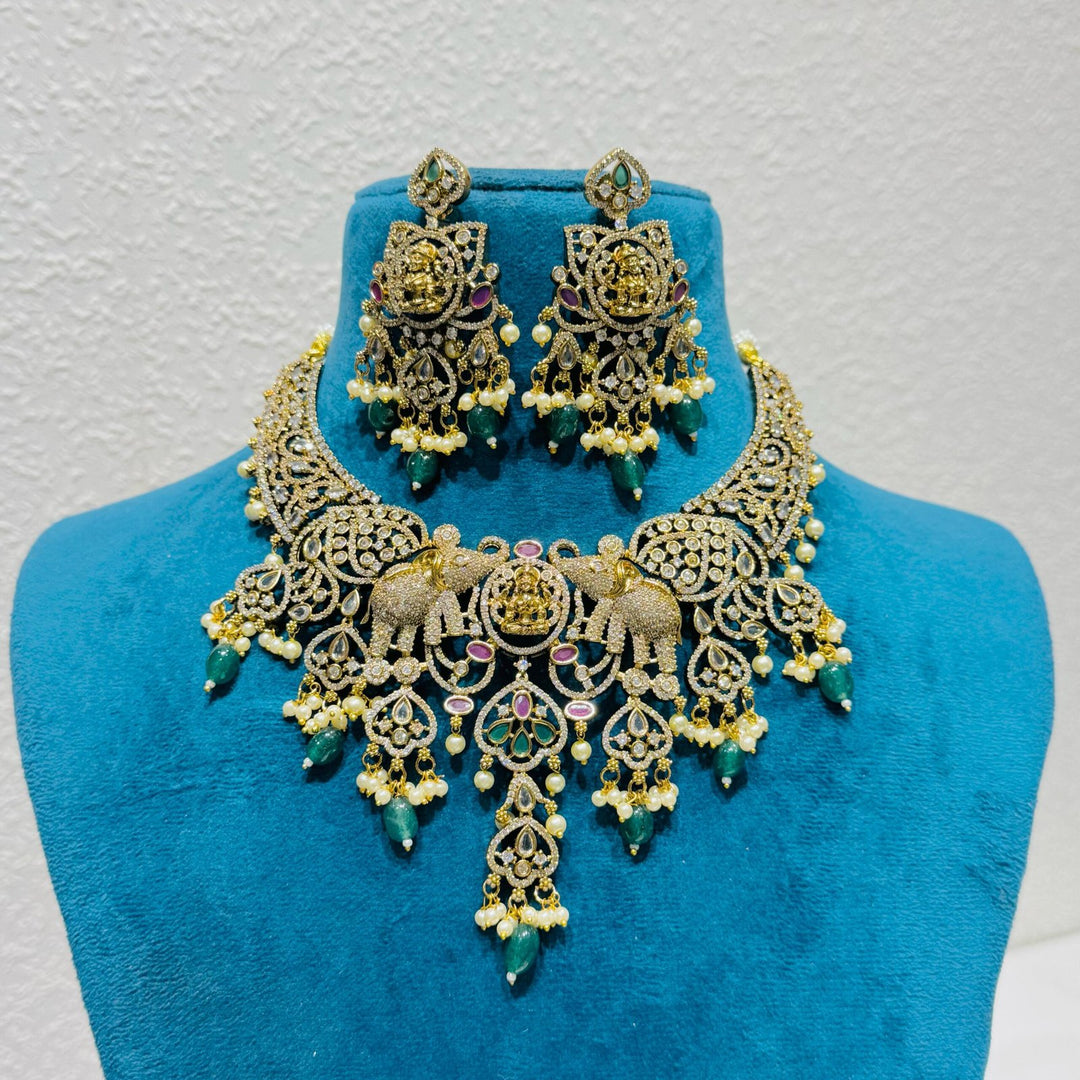 Elephant design Rudy green bridal choker