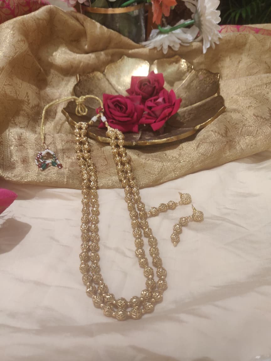 Bespoke 2 layer bridal golden round mala