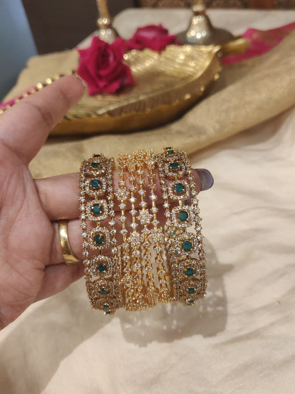 Opulent Green AD Stone Bangles Combo