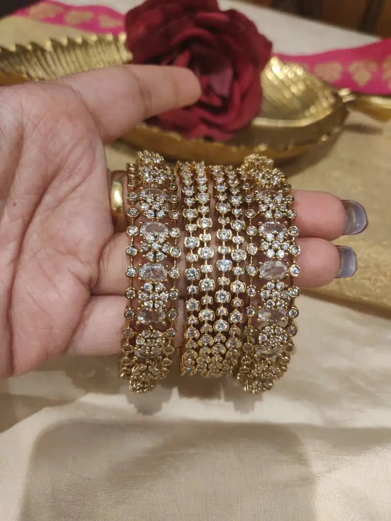 Timeless crystal ad stone bangles combo