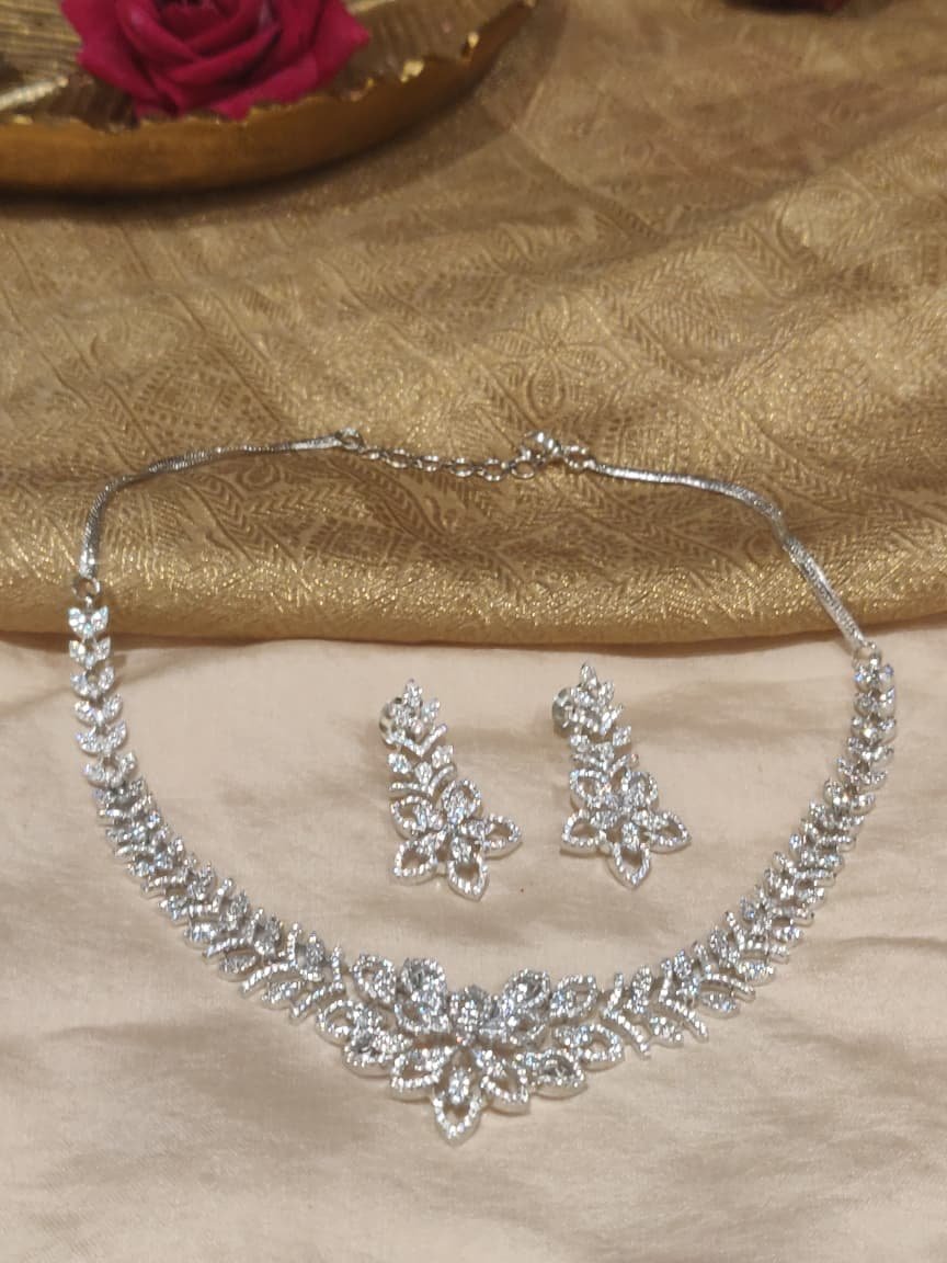 Radiant CZ Droplet Floral Necklace