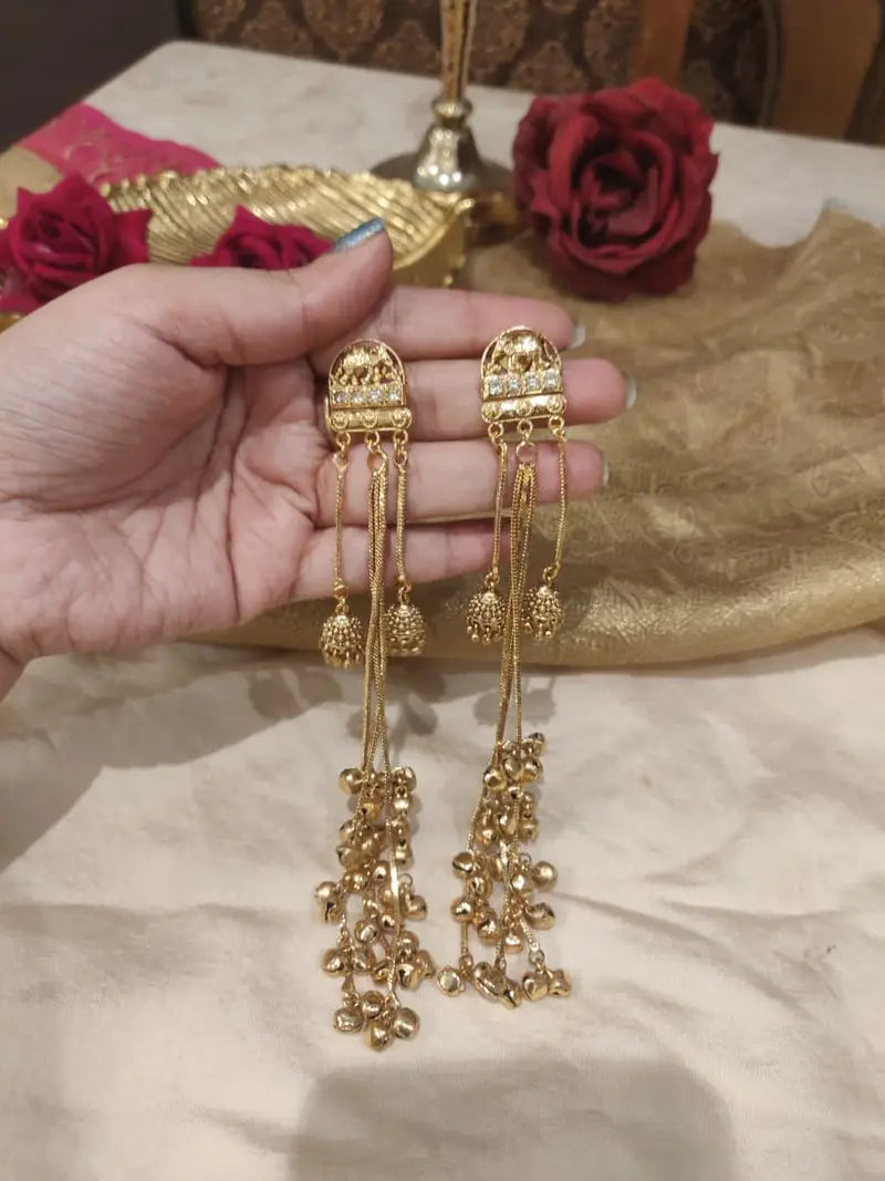 Refined Droplet Golden Beads Jhumka