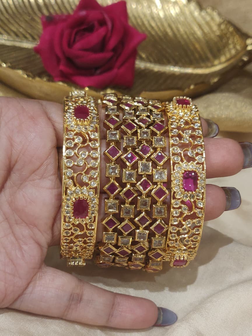 Regal rubyt stone bangles big combo
