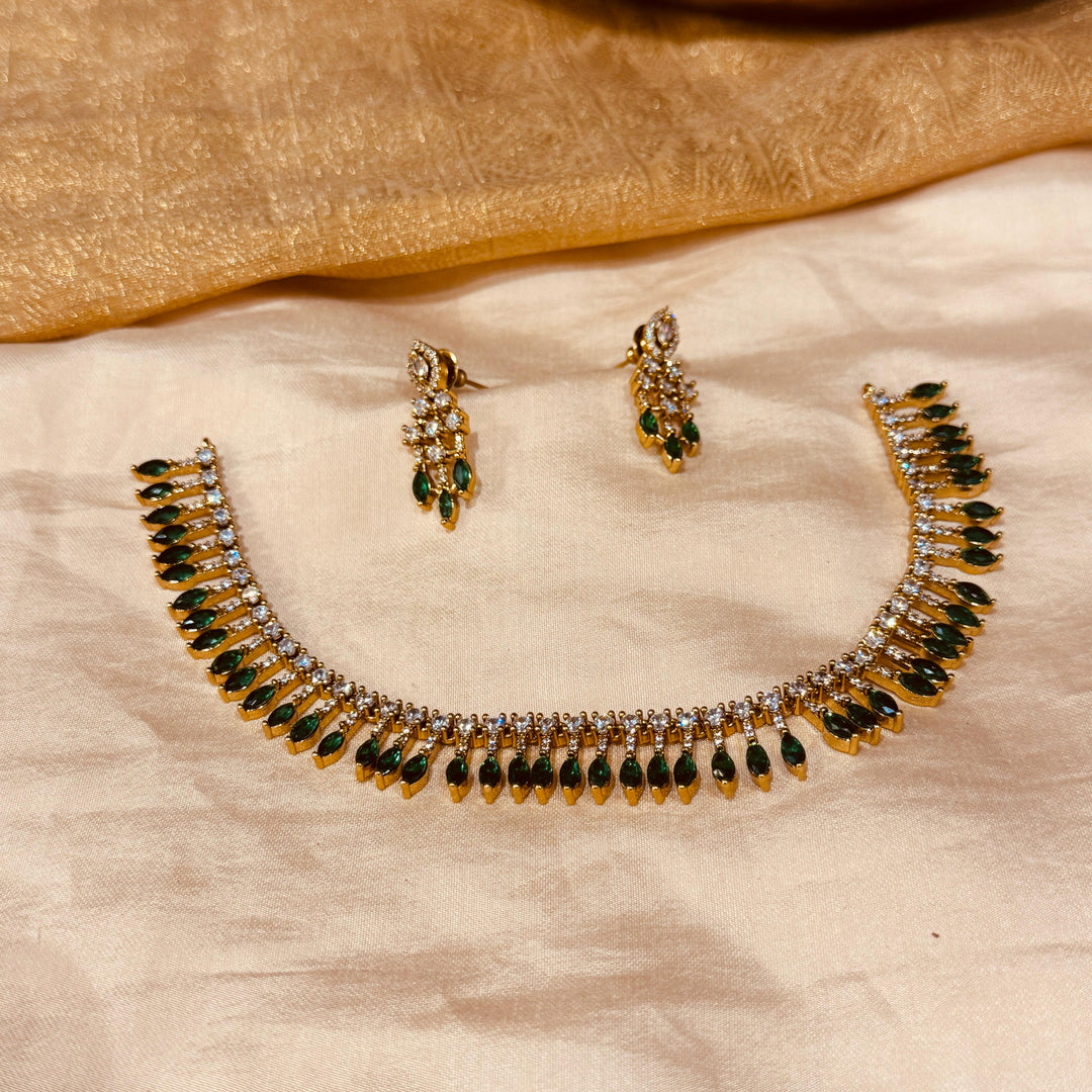 Posh Green Stone AD Necklace