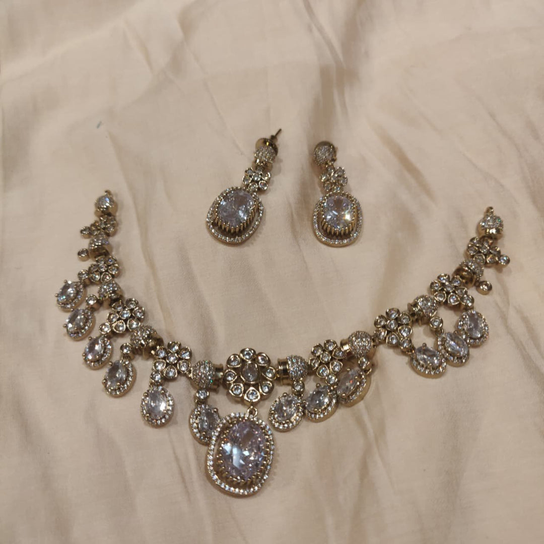 Opulent Floral Crystal AD Stone Necklace