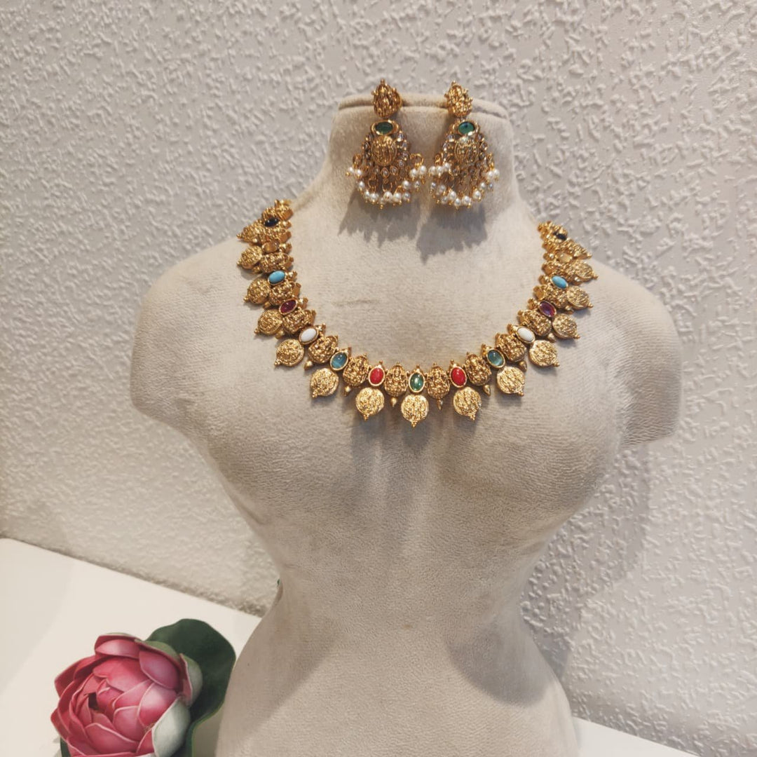 Refined Lakshmi Multicolor Stone Necklace