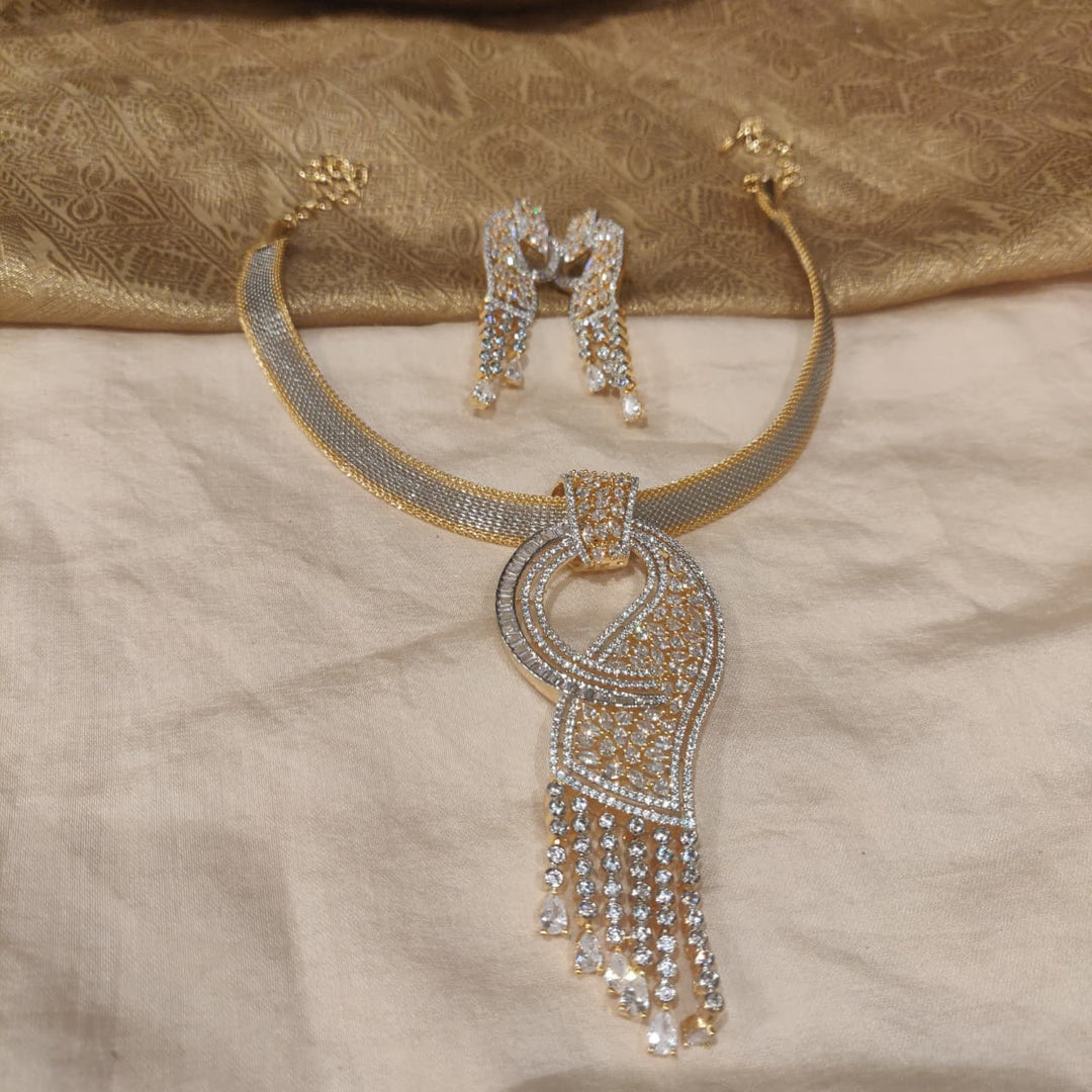 Elegant Golden CZ Chain With Droplet Pendant