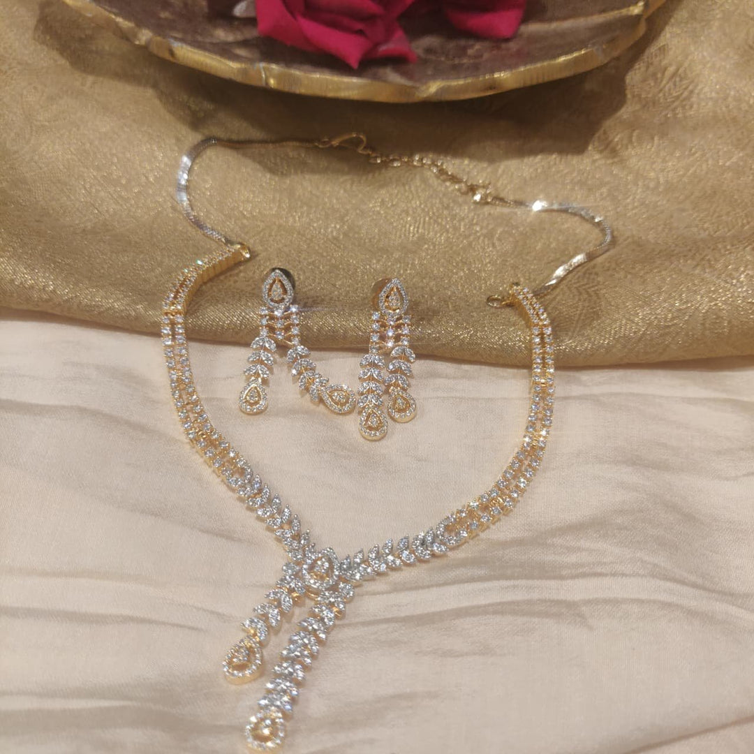 Regal CZ Leaf Droplet Necklace
