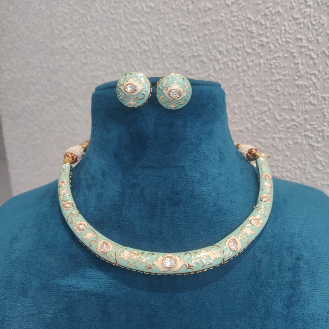 Majestic Mint Minakari Hasli choker