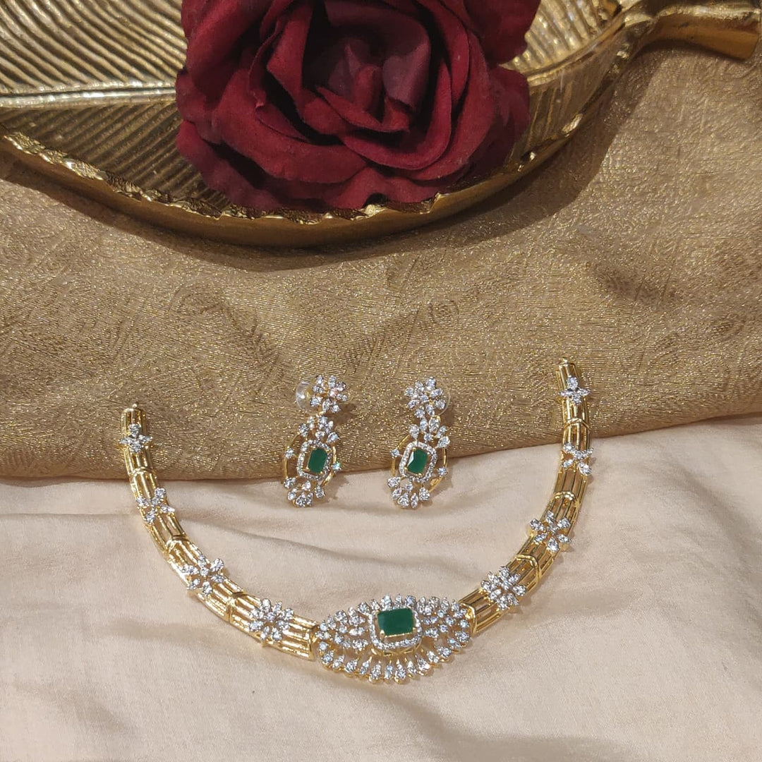 Radiant Floral Green AD Stone Necklace