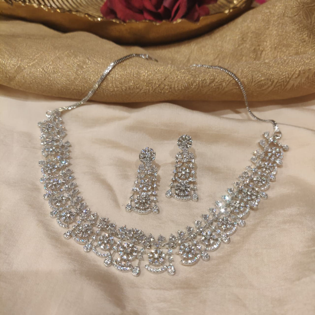 Lustrous CZ Floral Necklace