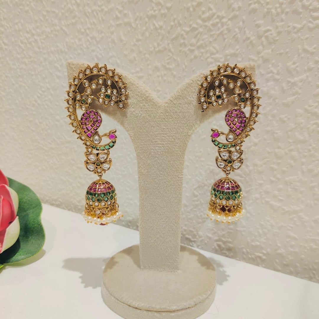 Refined Kudan Stone Peacock Jhumka