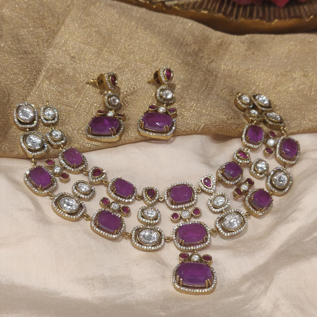 Sparkling Ruby Crystal AD Stone Choker