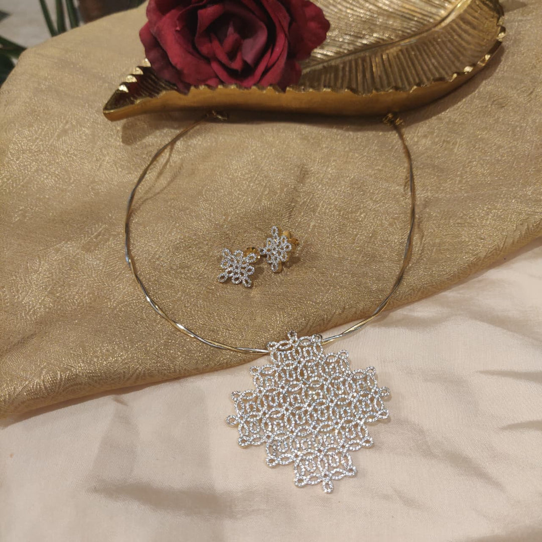 Refined Pipe Necklace with CZ Rounded Pendant