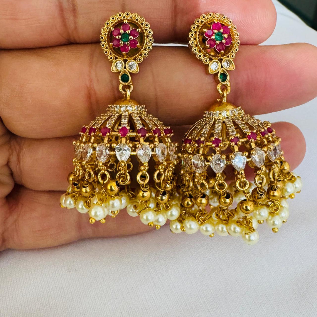 Delicate Floral Droplet AD jhumka