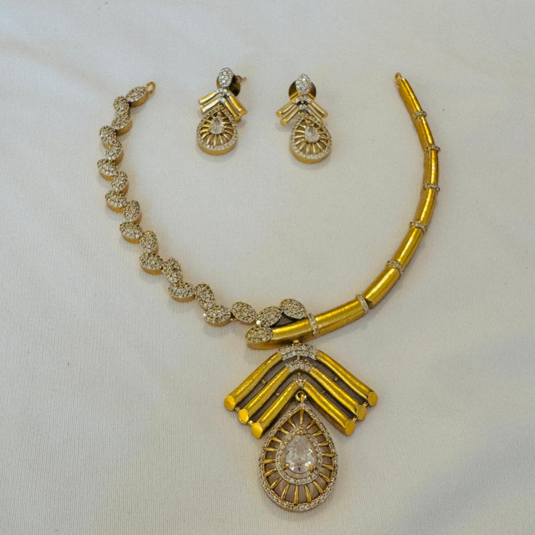 Resplendent Golden AD Necklace