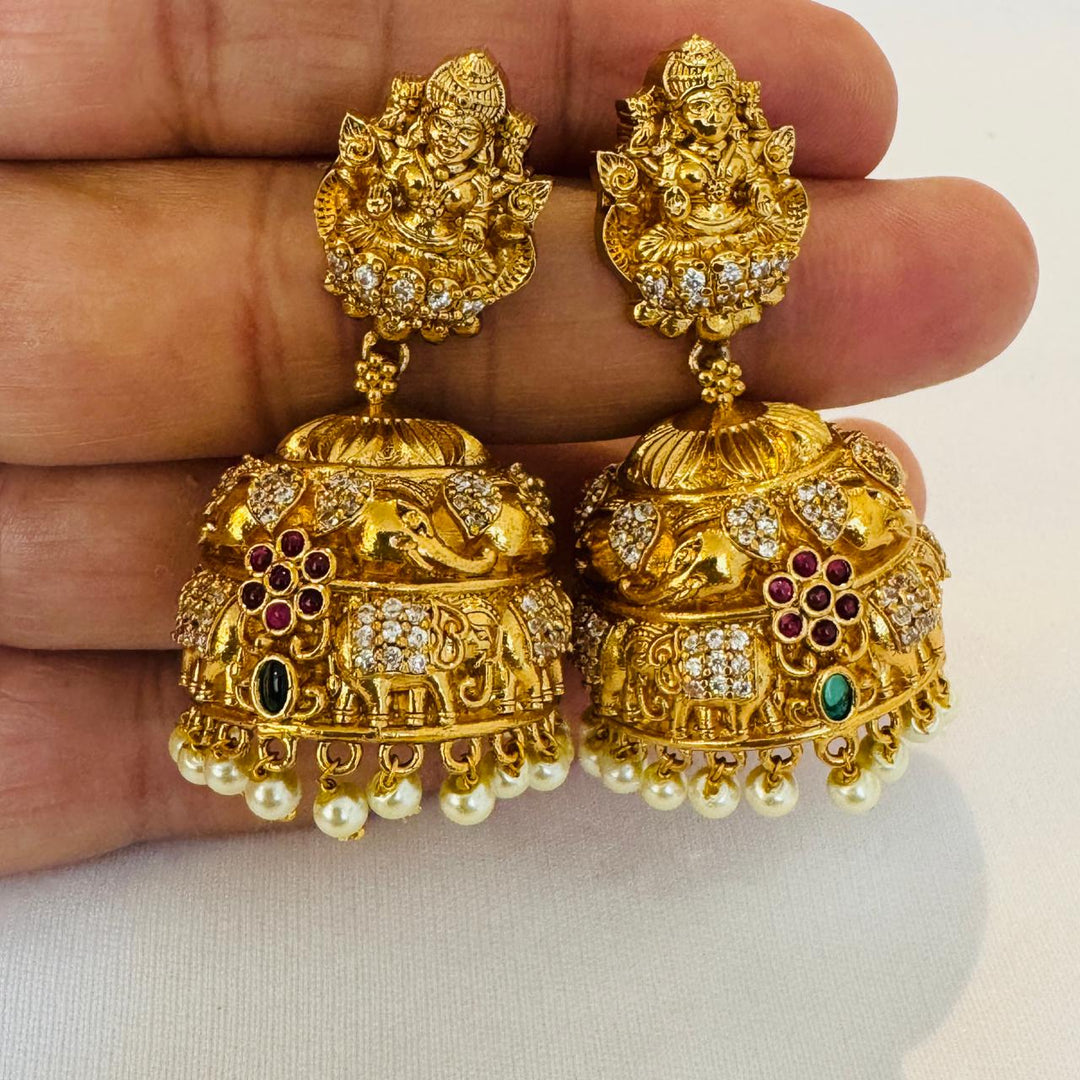 Alluring Golden Lakshmi Jhumka