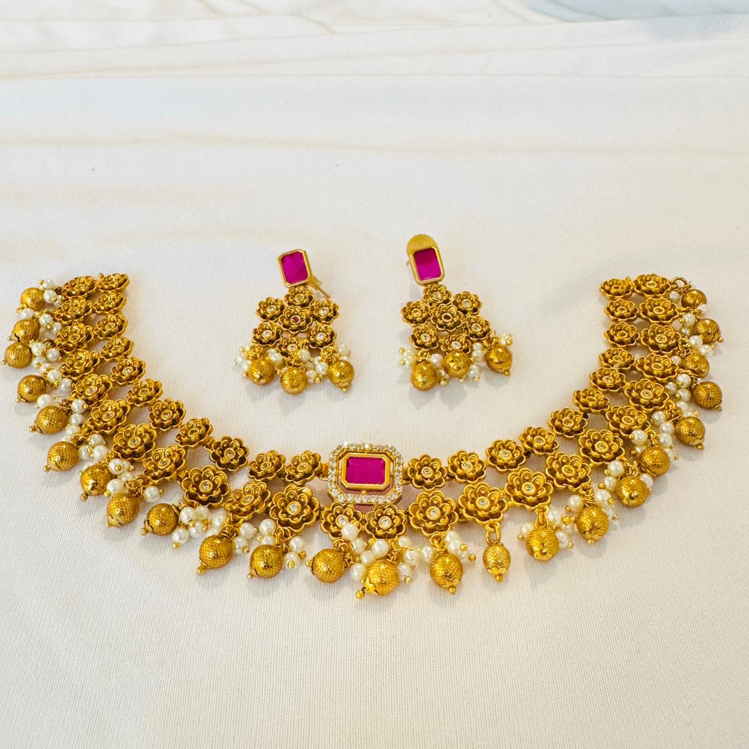 Captivating Golden Floral 2 Layer Choker