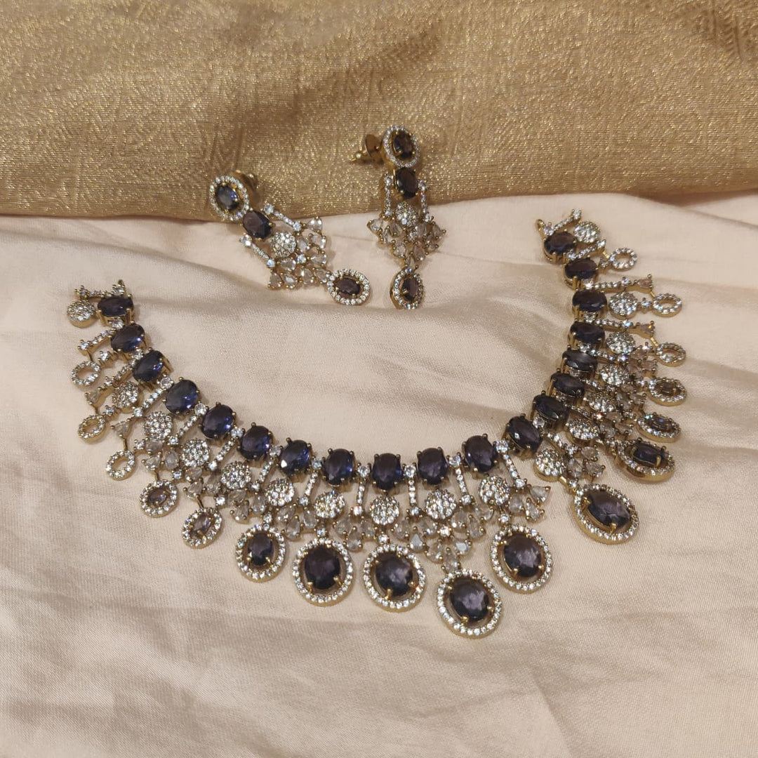 Elegant Purple AD Stone Floral Choker