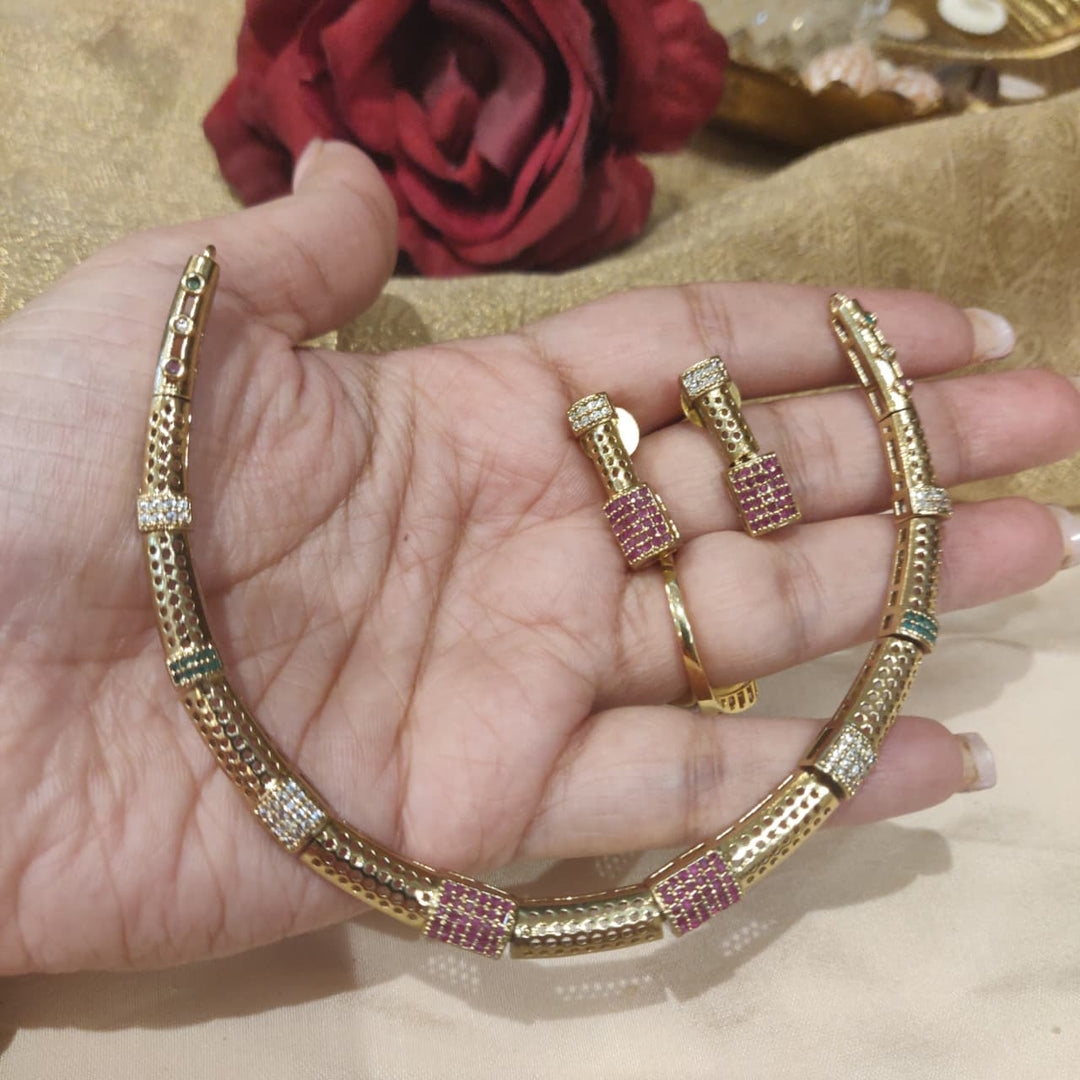 Regal Golden AD Stone Necklace