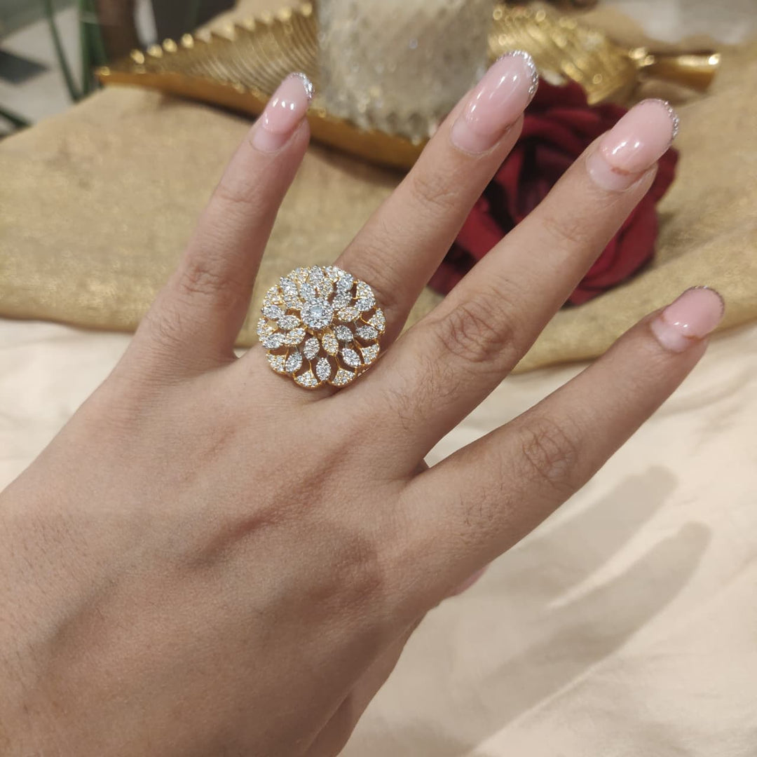 Whimisical AD Stone Floral Ring