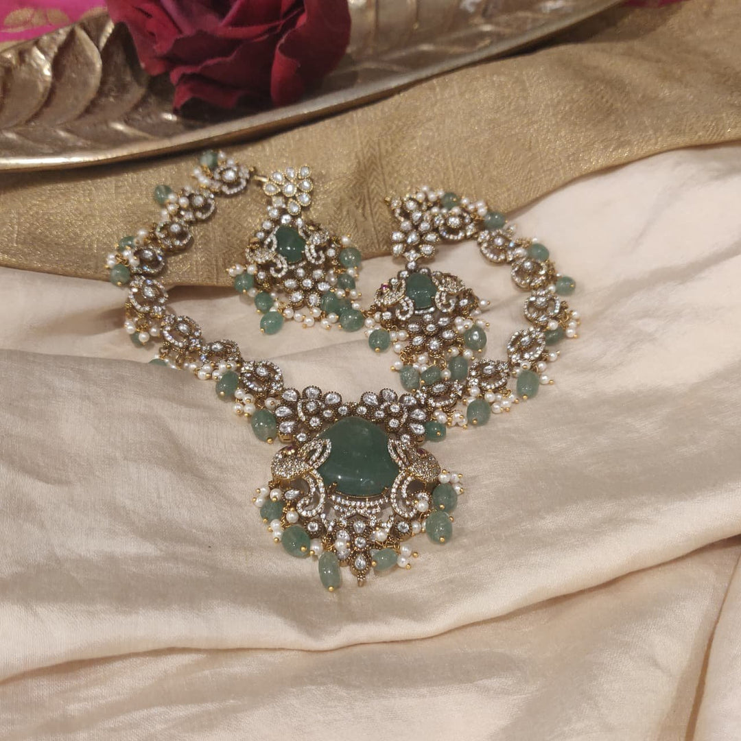 Dazzling Peacock Green Stone Necklace