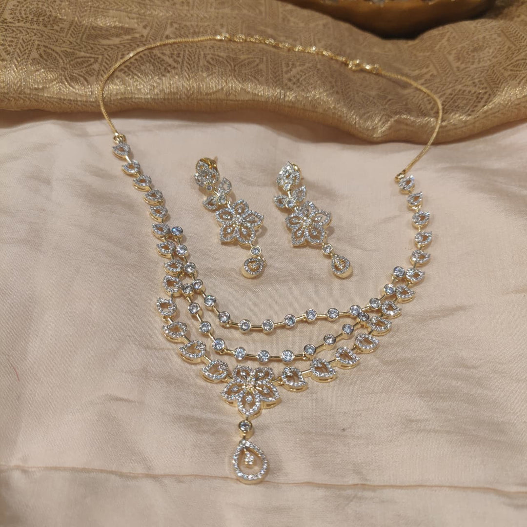 Iconic Floral 3 Layer CZ Necklace
