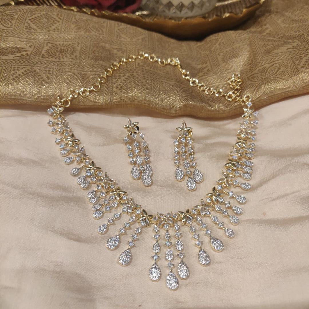 Inimitable Golden CZ Crystal AD Necklace