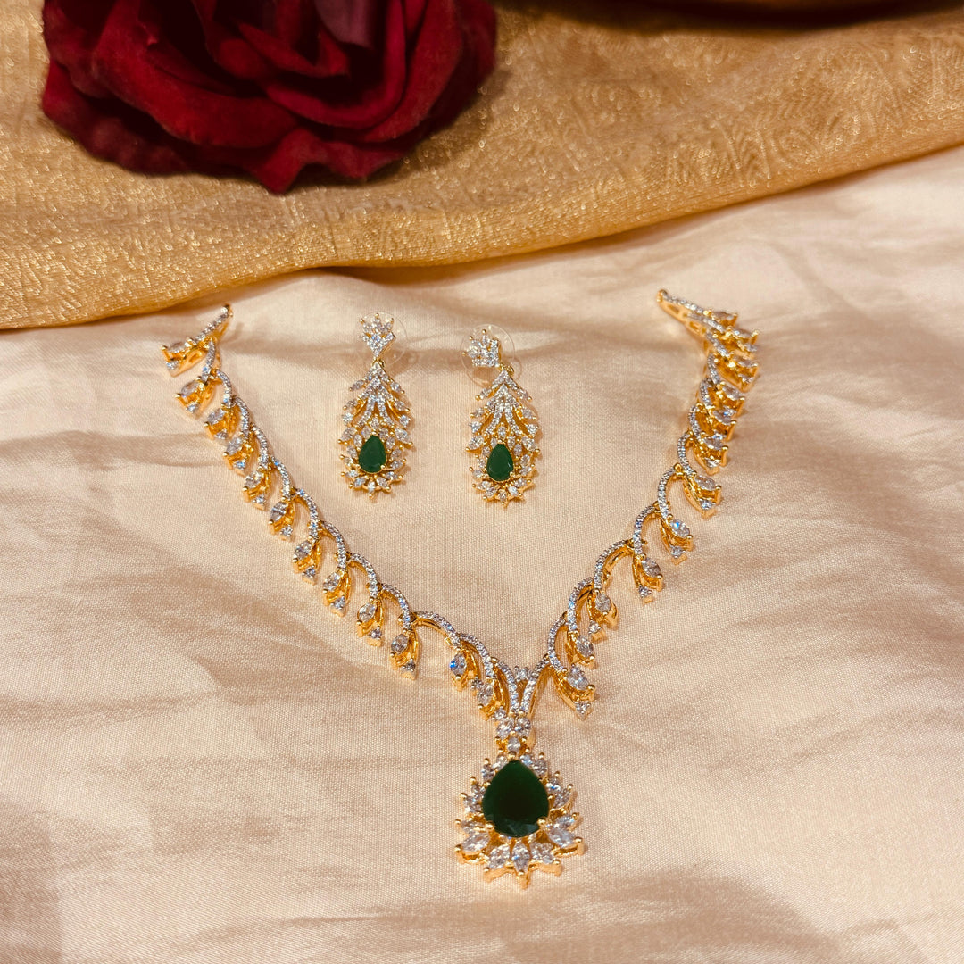 Inimitable CZ Green Stone Necklace