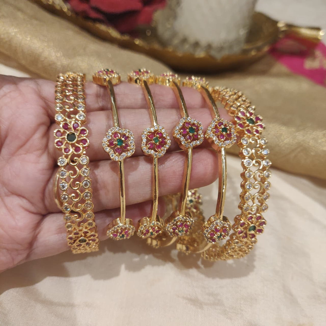 Brilliant Floral AD Bangles Combo Set