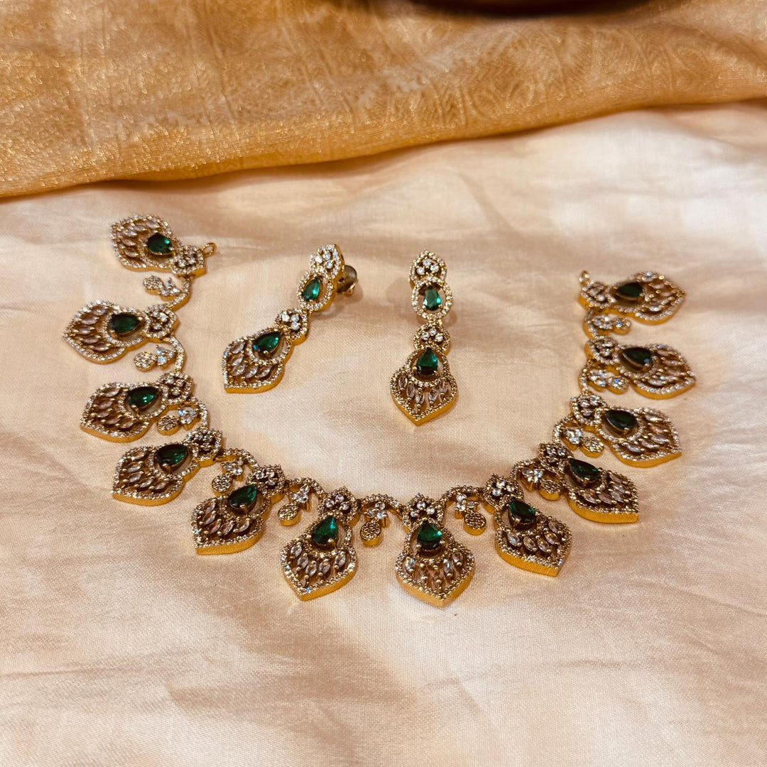 Opulent Green AD Stone Droplet Necklace