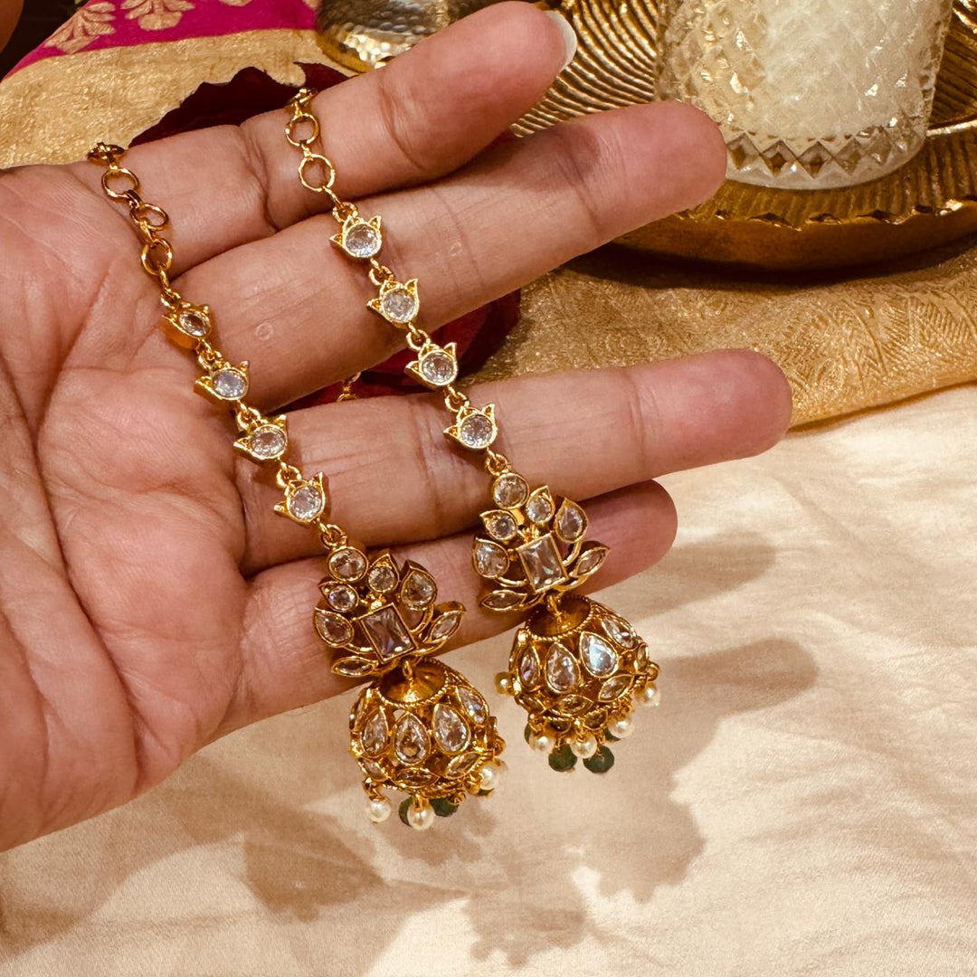 Timeless Crystal AD Stone Golden Jhumka