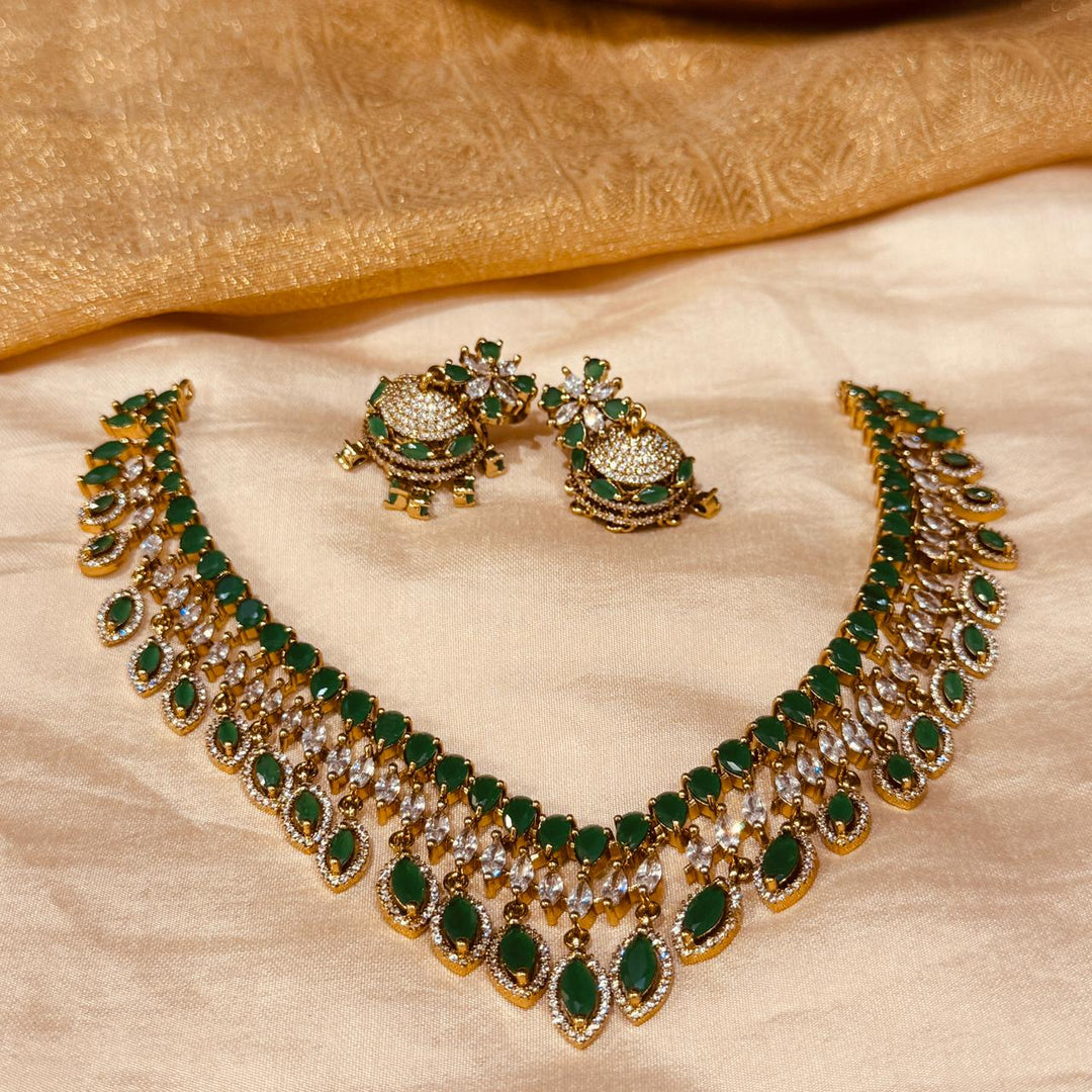 Sought Green AD Stone Droplet Necklace