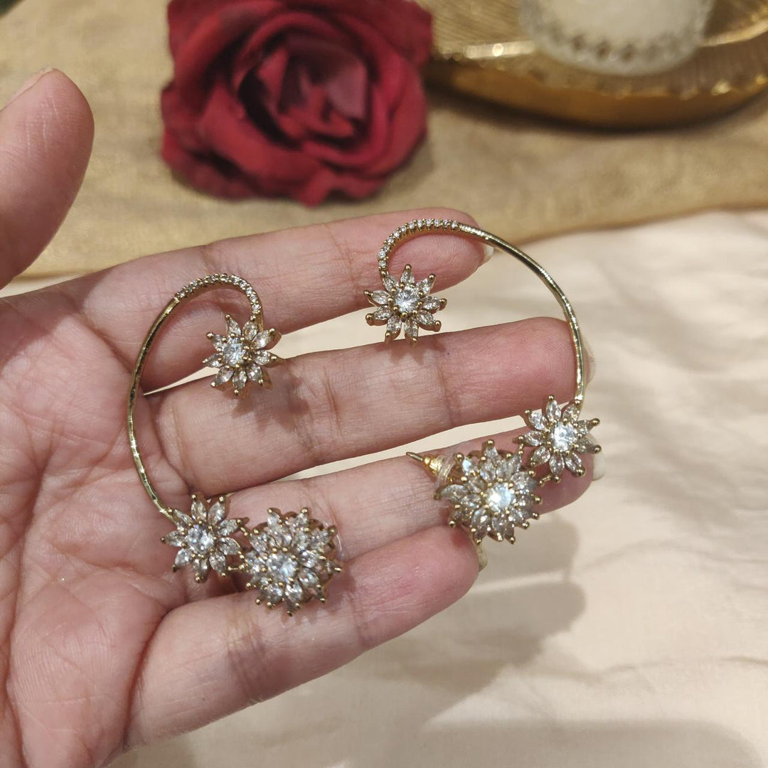 Ornate Crystal Stone Floral Earring