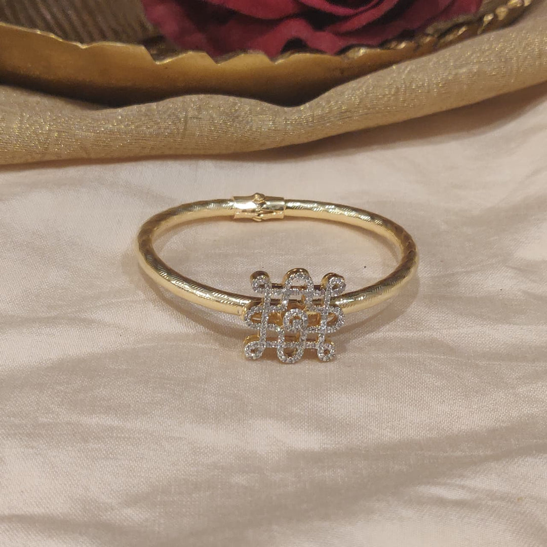 Exquisite Floral AD Stone Golden Kada