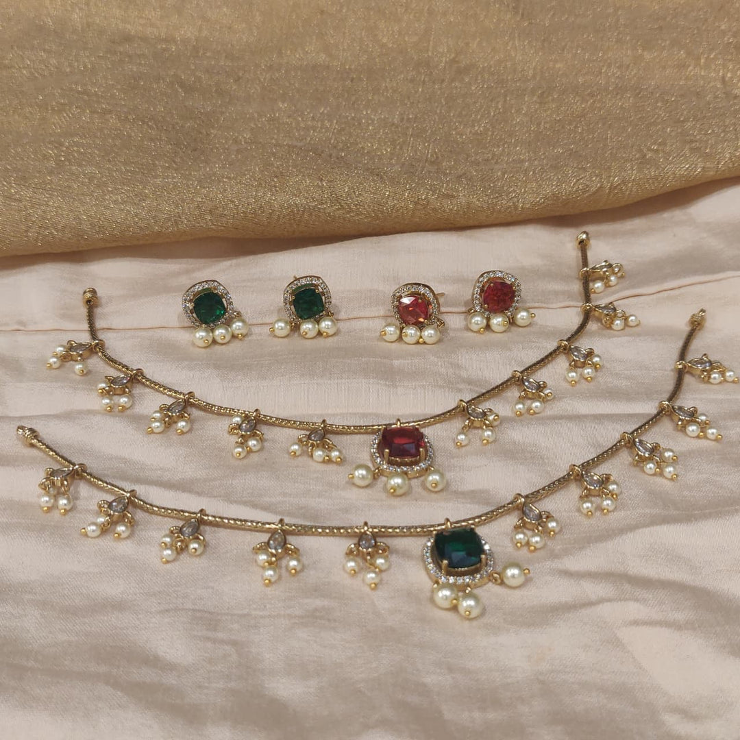 Timeless AD Stone Chain with White Pearls