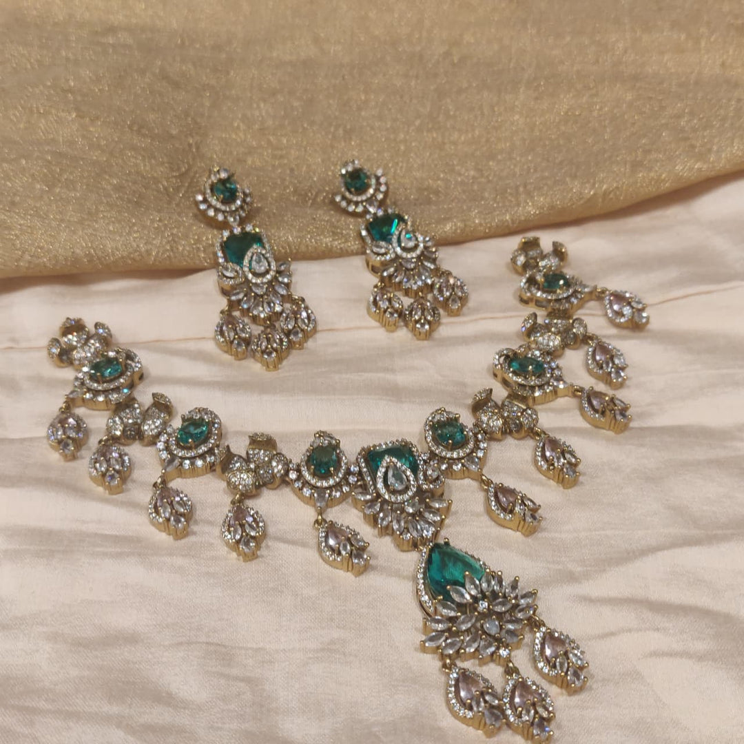 Sparkling Mint Stone Droplet Necklace