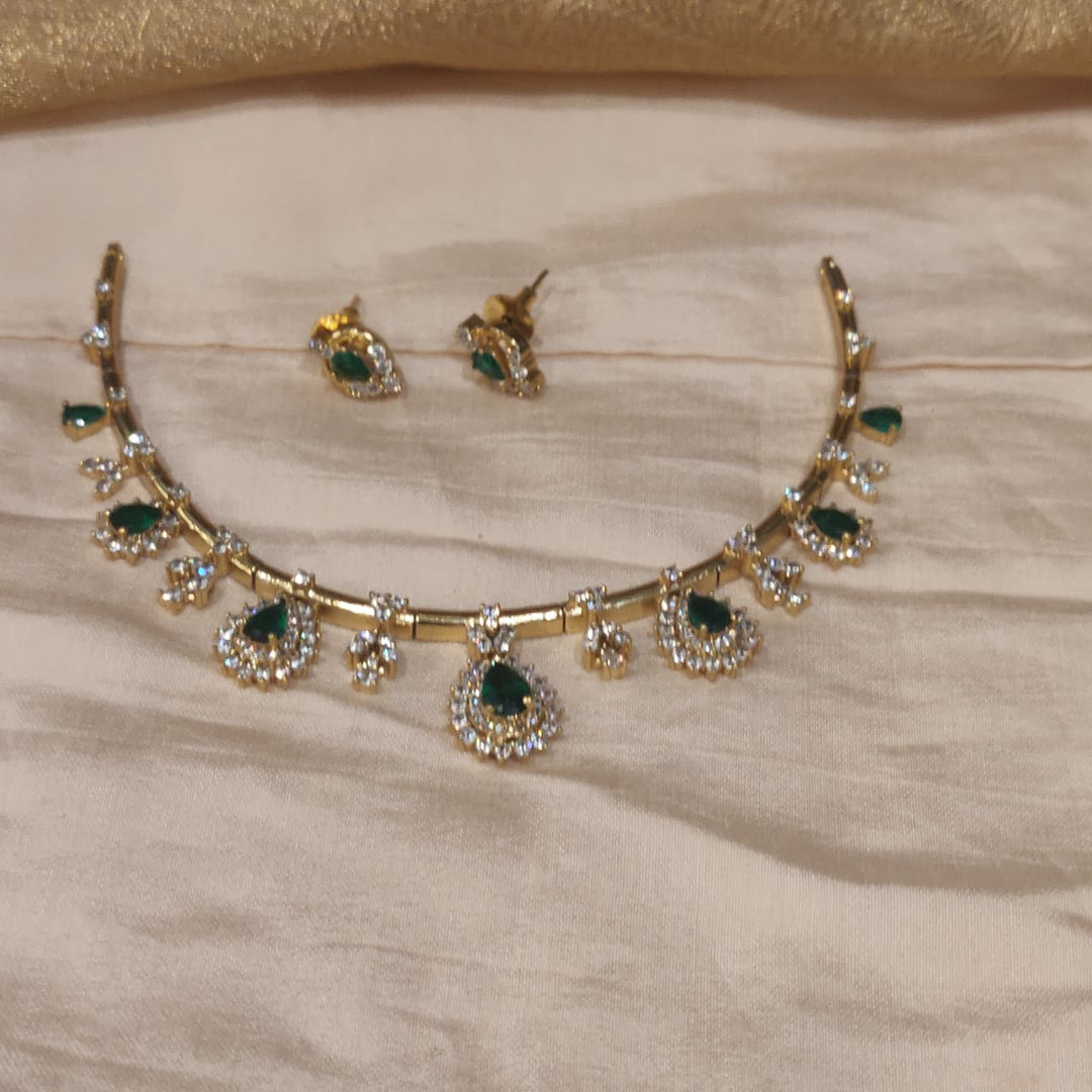 Sought Green AD Stone Droplet Necklace