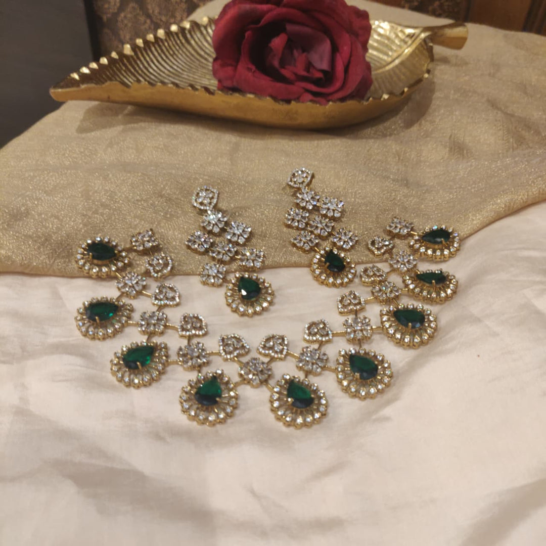 Timeless Floral Green AD Stone Choker