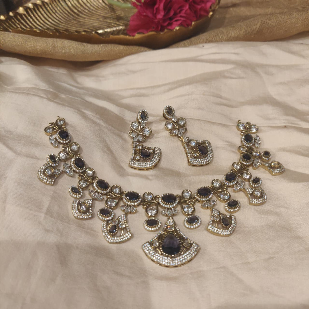 Radiant Purple  AD Stone Droplet Choker