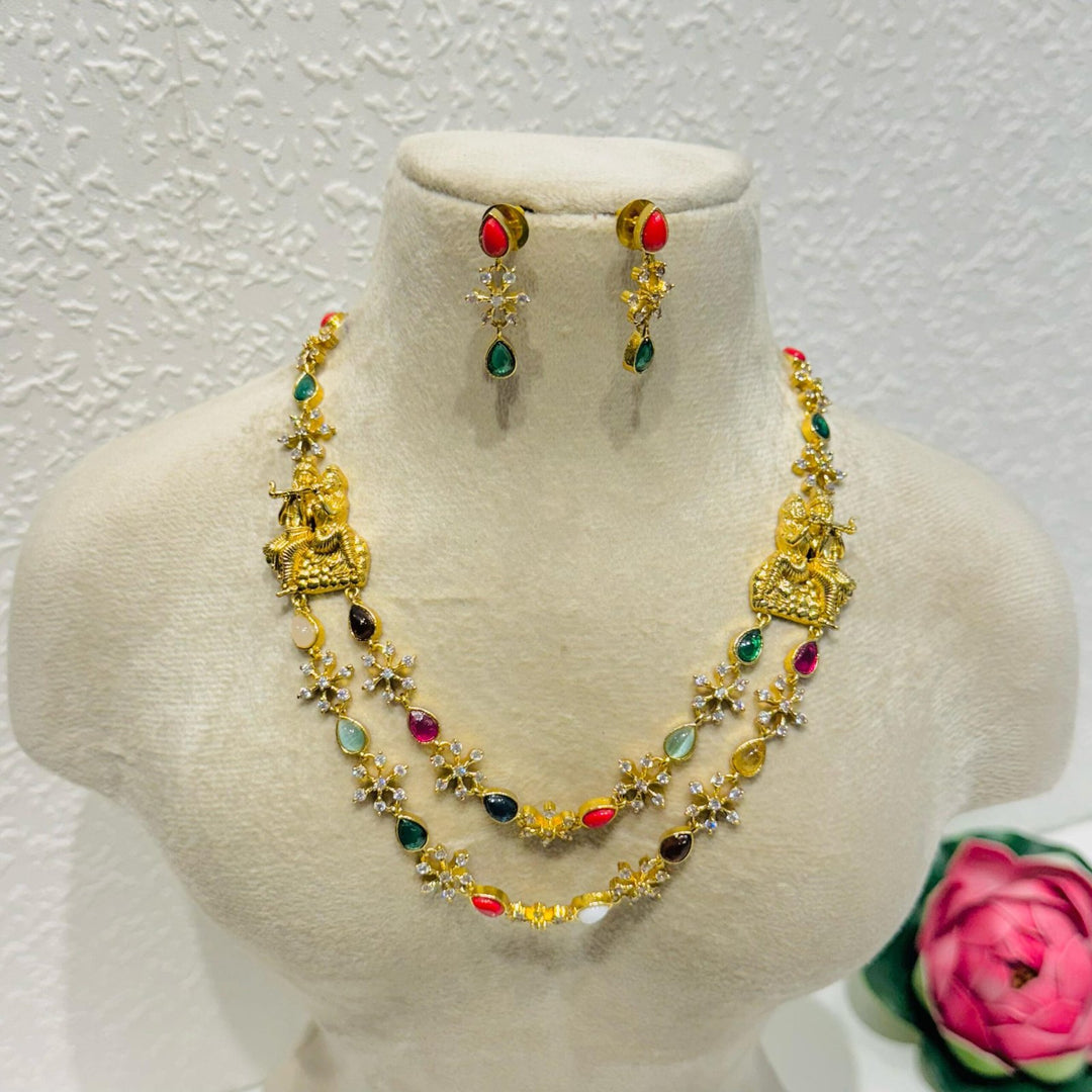 Krishan multi stone 2 layer necklace