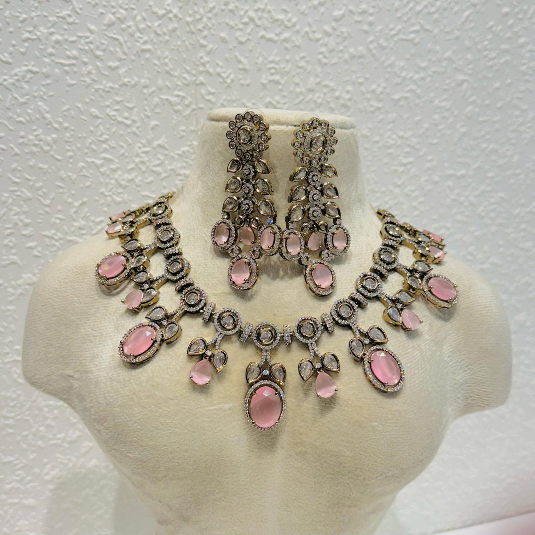 Floral design pink rose necklace