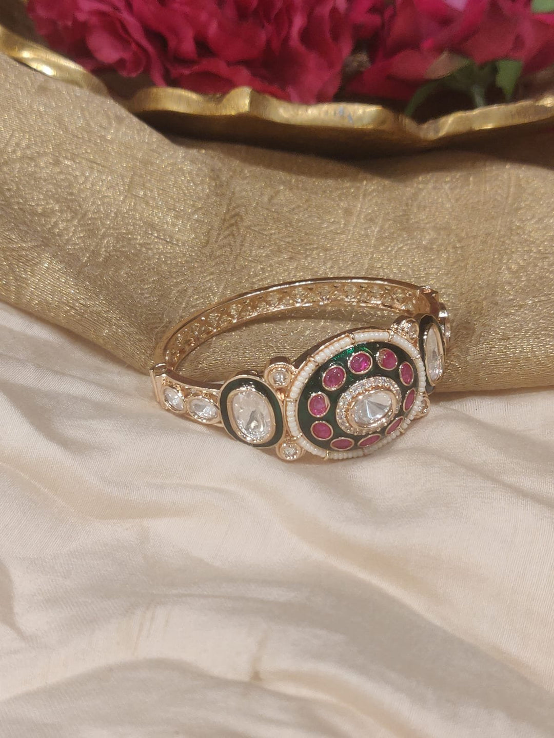 Floral kundan rosegold Brracelet