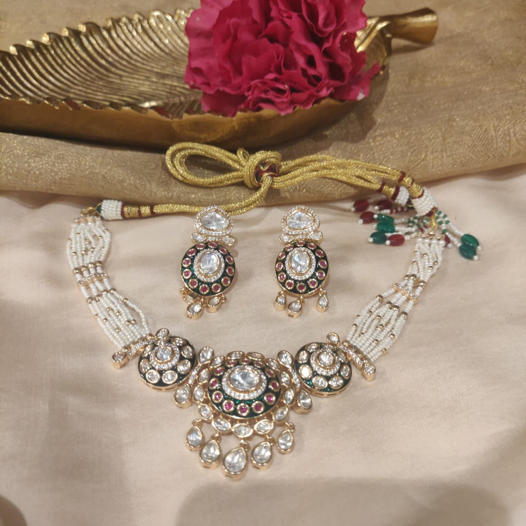 Timeless Traditional Kundan Pearl & Ruby Necklace Set