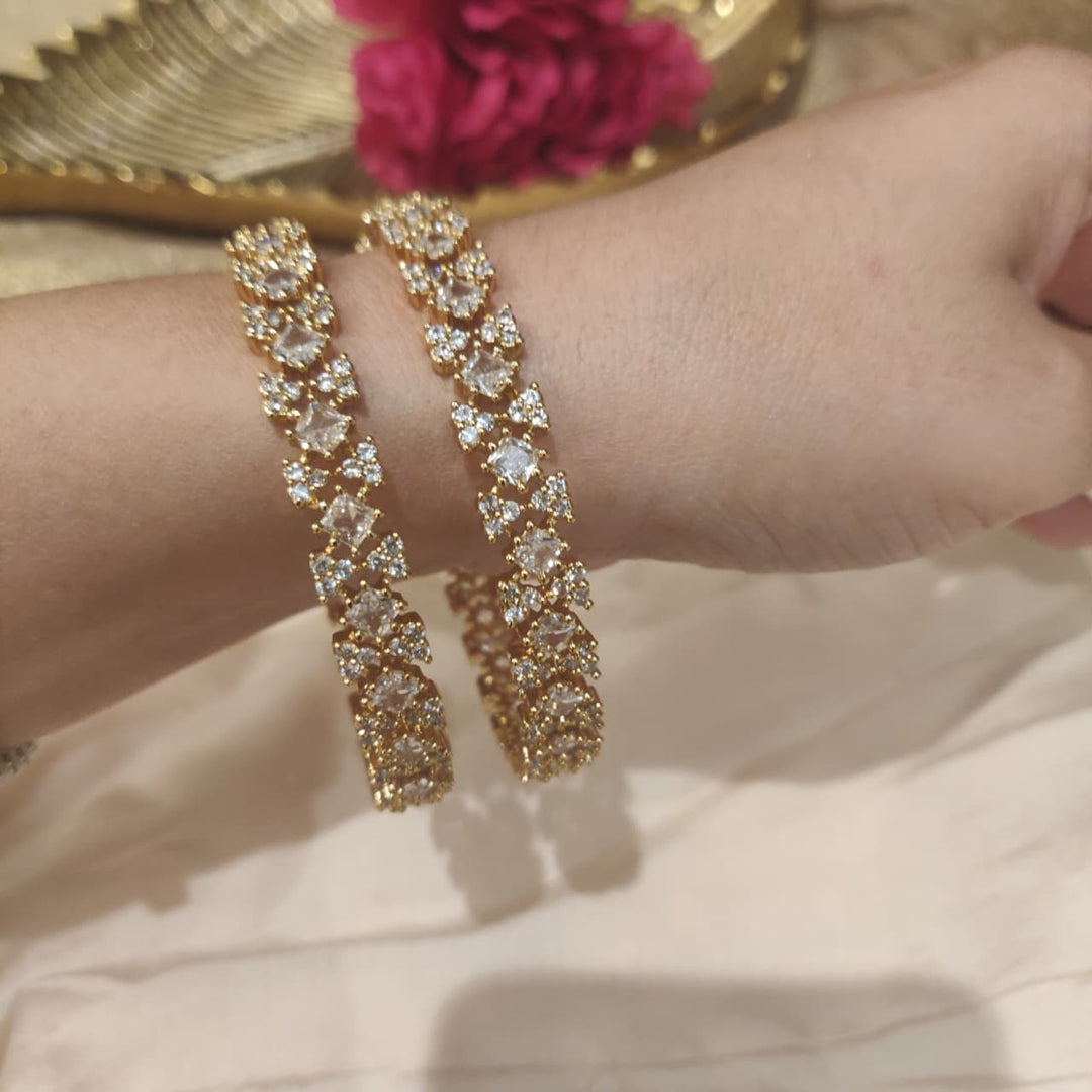 Bespoke AD Stone Floral Bangles Set of 2