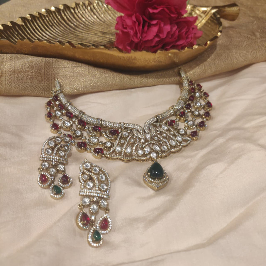 Unique Droplet AD Stones Choker