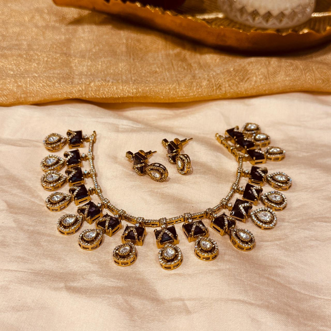 Resplendent Purple AD Stone Dropet Choker